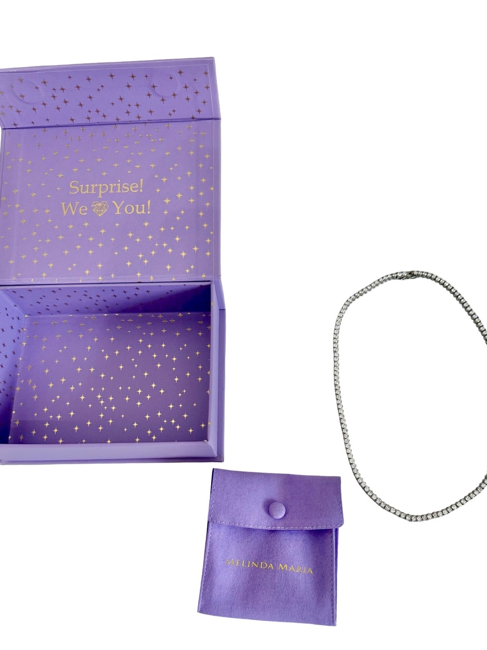 Melinda Maria Silver White Diamondettes Tennis Necklace 18" Not Your Basic. 3mm - Picture 4 of 4